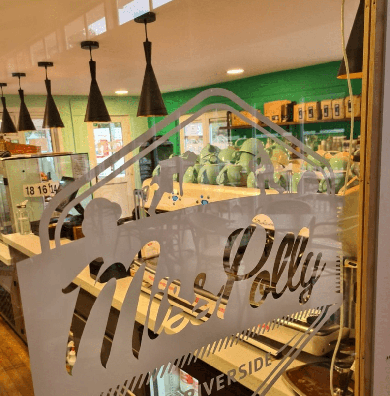Miss Polly cafe case study Image of the counter inside Miss Polly Cafe East Molesey